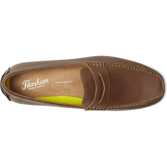 Florsheim Throttle Penny Loafers Men's US 10 Brown Leather Slip On Shoes GAL634 - Picture 3 of 12